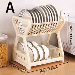 Kitchen Storage Shelf Plastic Drain Rack Beige Organizer