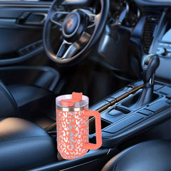 Leopard Print Insulated Water Bottle 40oz Stainless Steel Portable Tumbler