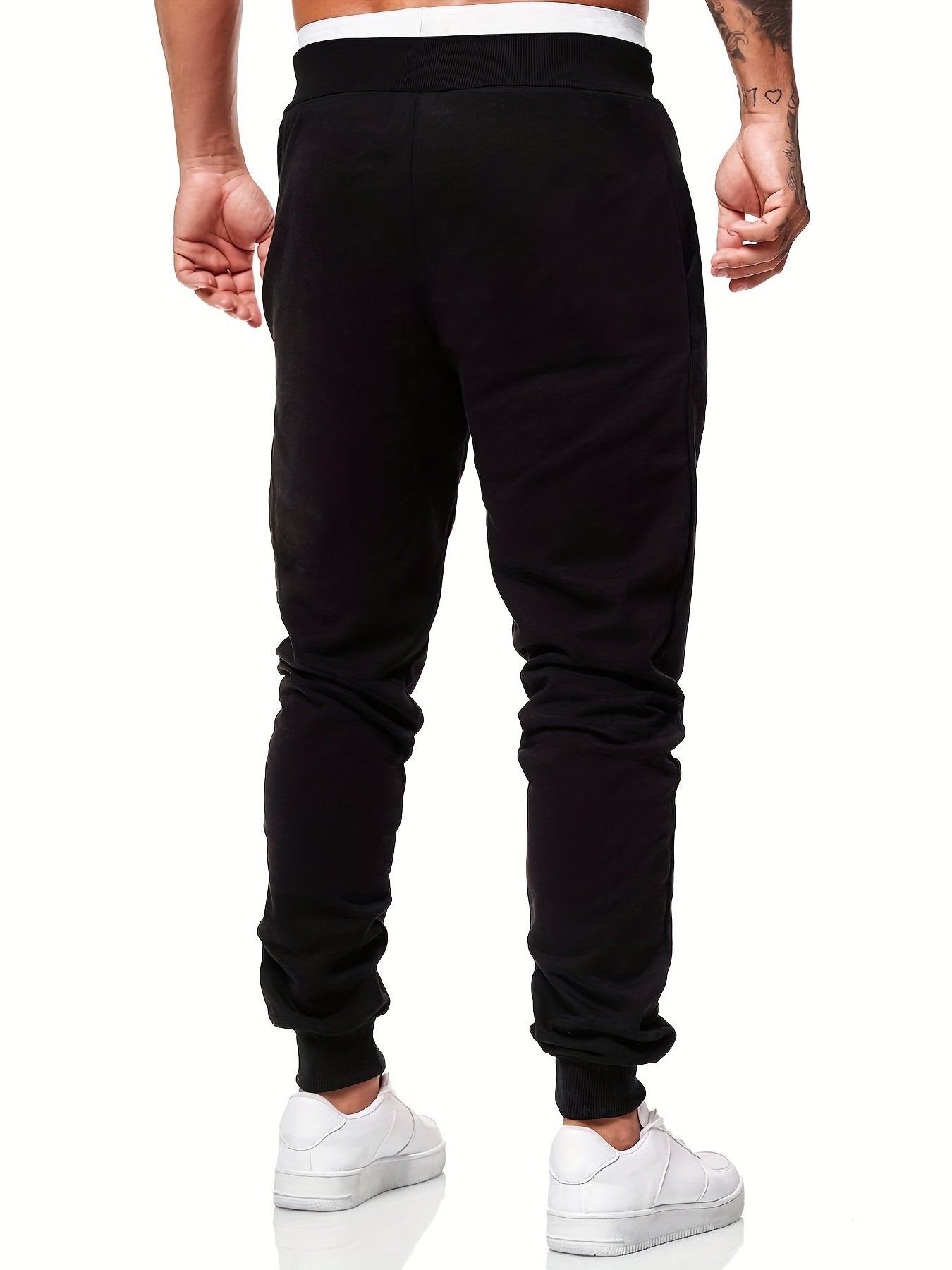 Smile Print Men's Drawstring Pocket Sweatpants Casual Comfy Jogger Pants