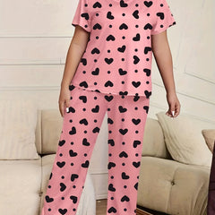 Lounge Set Women's Heart & Polka Dot Pajama Two Piece Set