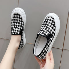 Women's Houndstooth Canvas Slip On Outdoor Shoes