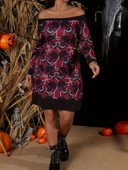 Halloween Gothic Dress Women's Plus Skull Print