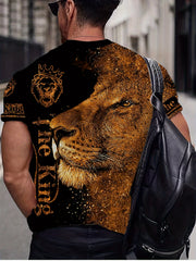 Lion 3d Print Men's Short Sleeve T-shirt Graphic Tee Men's Summer Clothes