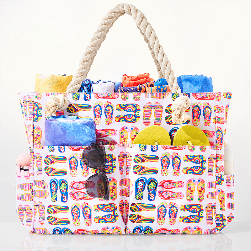 Large Waterproof Beach Bag Tote with Zipper for Travel Swim Yoga Camping
