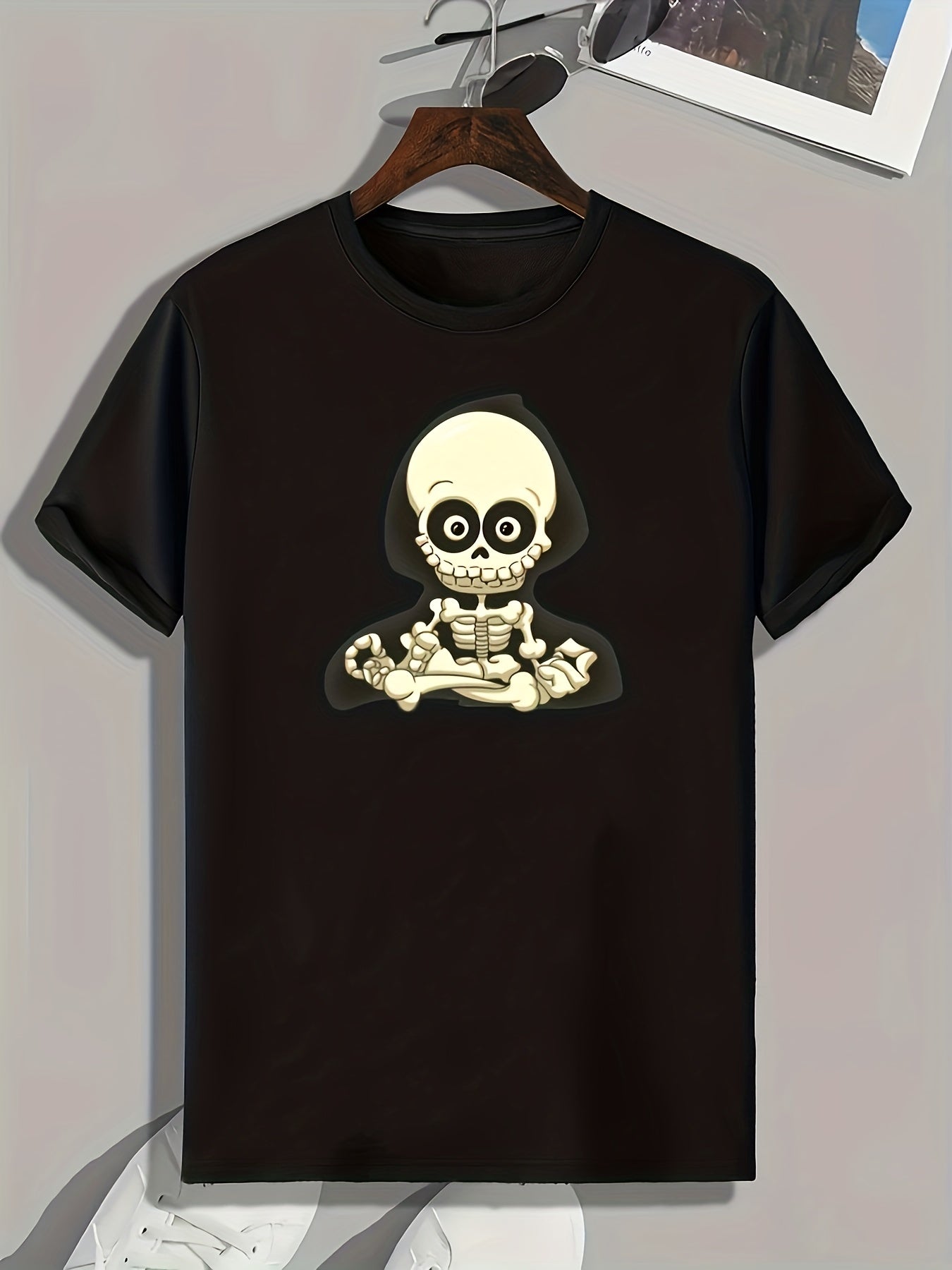 Skeleton Cartoon Print Men's Graphic T shirt for Summer