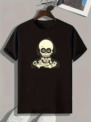 Skeleton Cartoon Print Men's Graphic T shirt for Summer