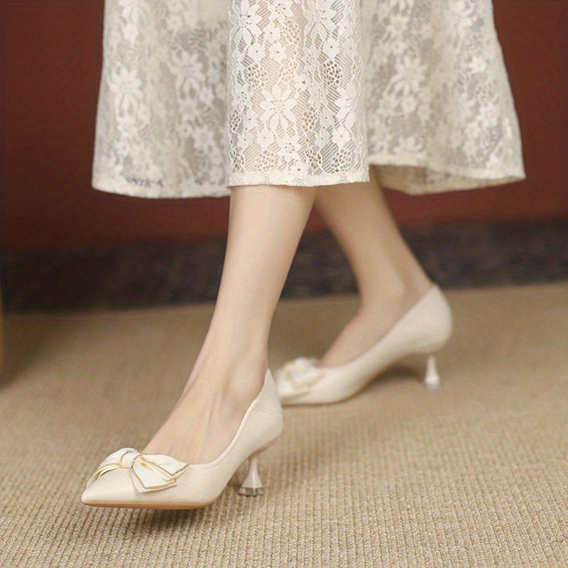 Bowknot Kitten Heels Wedding Pumps