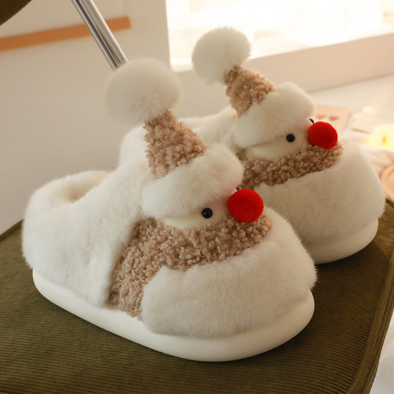 Christmas Snowman Fleece Slippers Soft Bottom Shoes