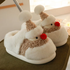 Christmas Snowman Fleece Slippers Soft Bottom Shoes