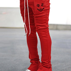 Men's Drawstring Flare Pants Slim Fit Stylish Comfortable Trousers