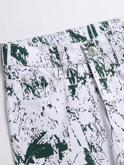 Printed Men's Jeans & Green Slim Fit Denim