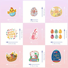 50pcs Easter Cartoon Stickers Mix & Match Bunny Eggs Doodle DIY Decoration