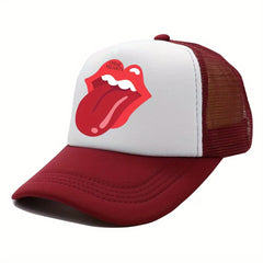 Red Lips Print Trucker Hat Hip Hop Cartoon Mesh Baseball Cap