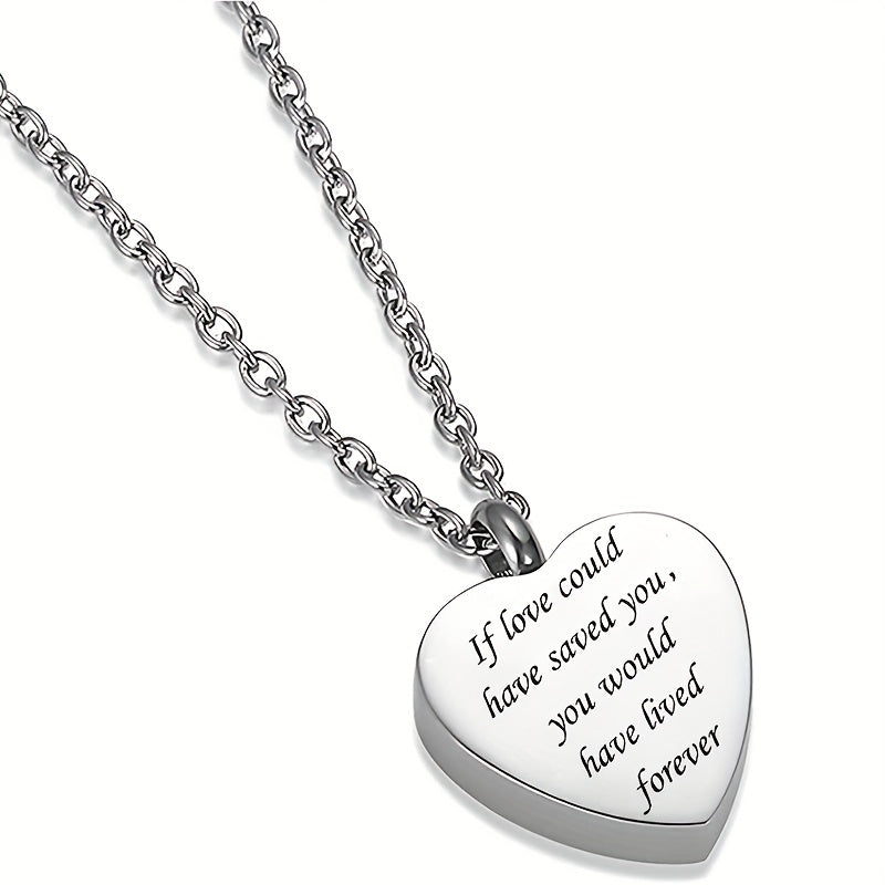 Stainless Steel Heart Pendant Cremation Urn Necklace Ashes Jewelry