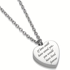 Stainless Steel Heart Pendant Cremation Urn Necklace Ashes Jewelry