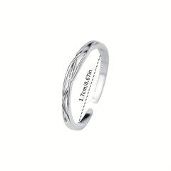 S925 Sterling Silver Wrapped Line Twisted Cuff Ring for Girls Kids