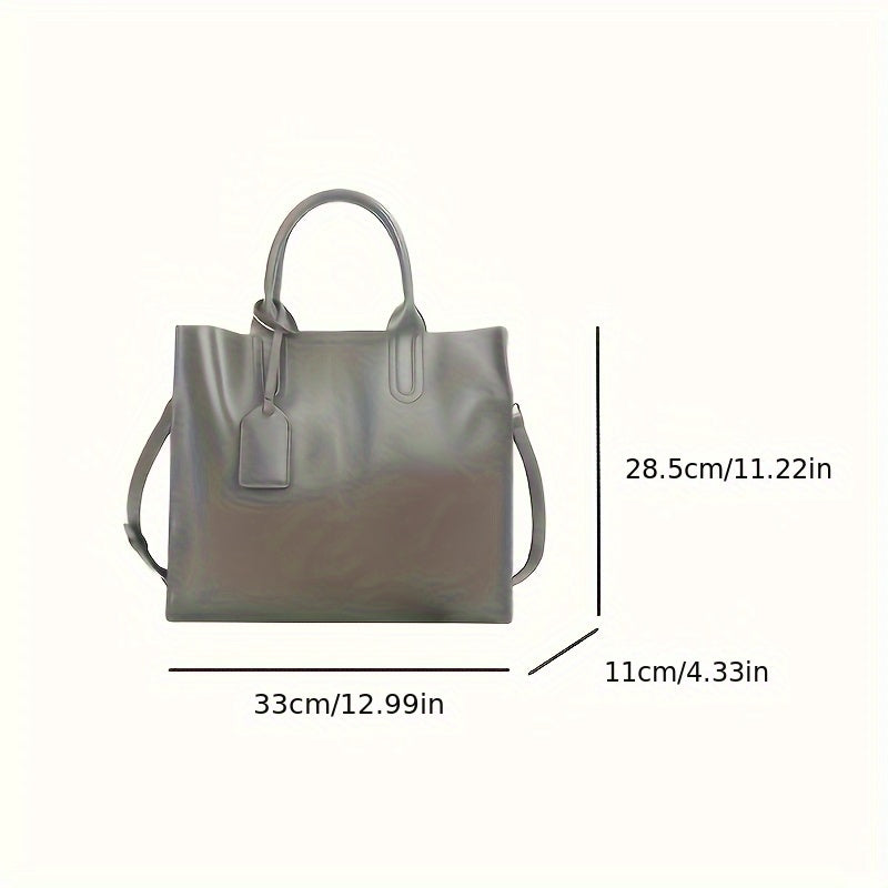 Vintage High Top Grain Leather Handbag Adjustable Strap Zipper Closure Tote