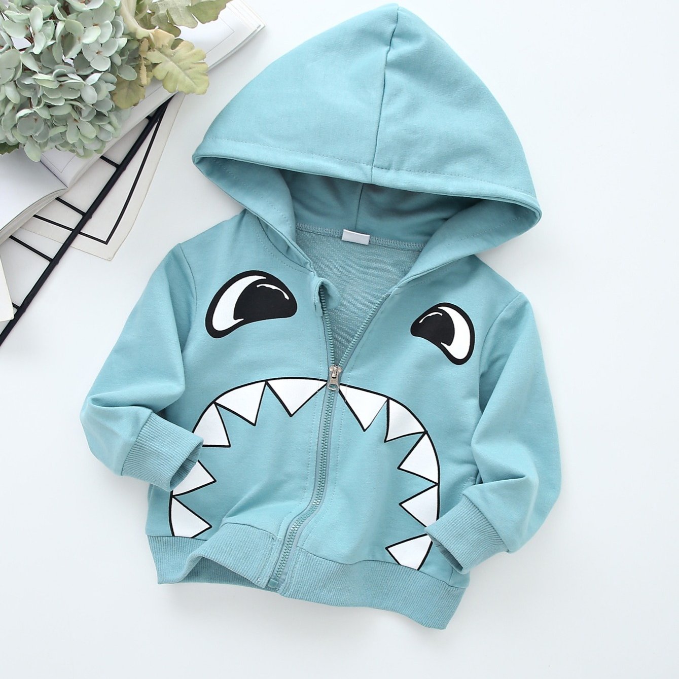 Kids Cartoon Print Zipper Hoodie