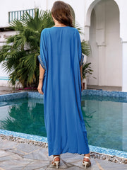 Boho Kaftan Dress Women's Plus Embroidered Batwing Sleeve