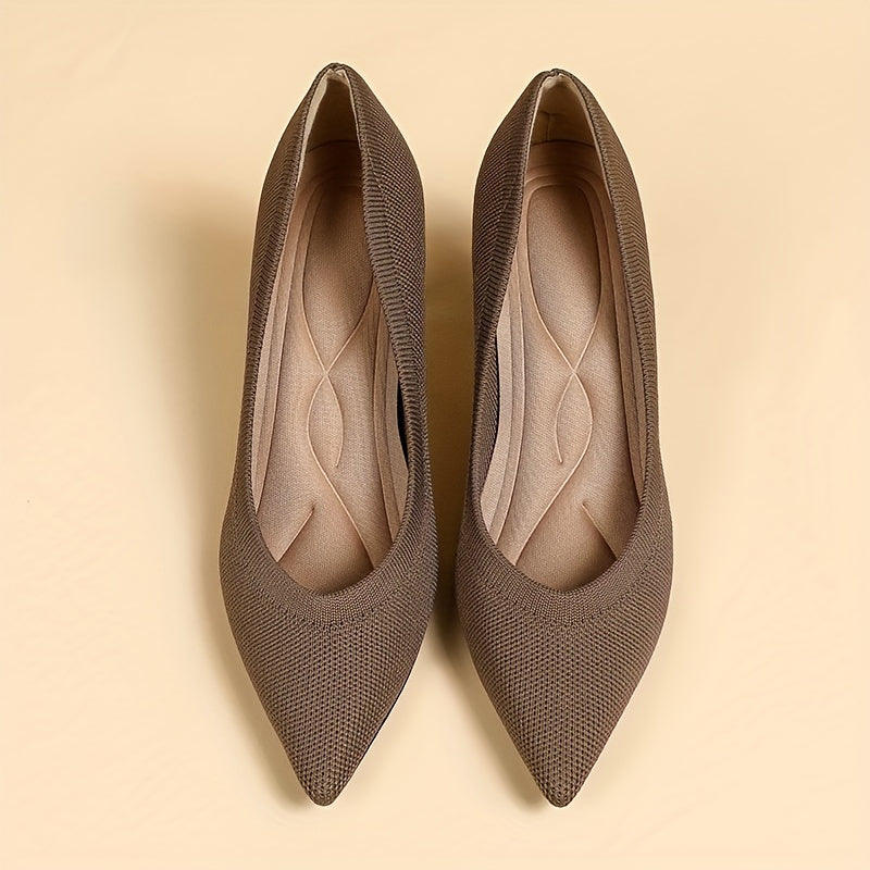 Women's Knitted Pointed Toe High Heels Slip On Stiletto Heels Dress Pumps