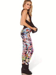 Skull Print Yoga Leggings High Waist Seamless Workout Gym Pants