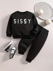 Toddler Baby SISSY Print Sweatshirt and Jogger Set