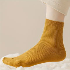 7 Pairs Ribbed Socks Breathable Women's Stockings