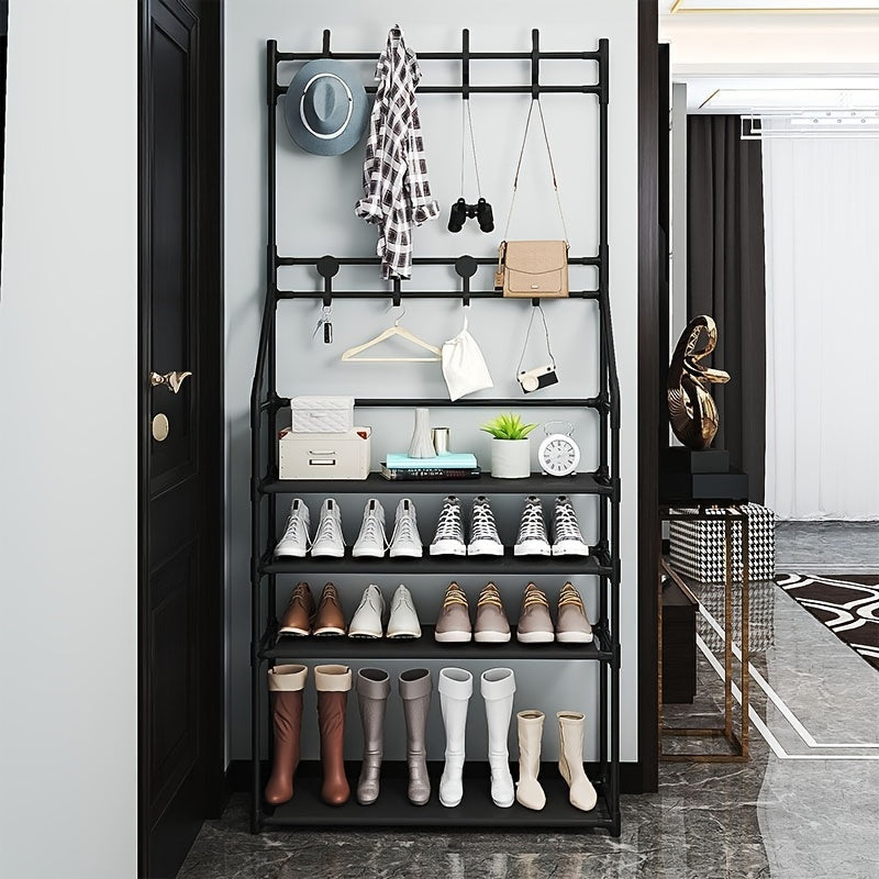 Coat Rack Shoe Rack with Storage Shelves & Hooks - Entryway Organizer