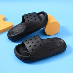 Boys Lightweight Solid Slippers Open Toe Non Slip Indoor Shower Pool