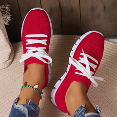 Women's Lightweight Red Running Shoes Anti-slip Sneakers