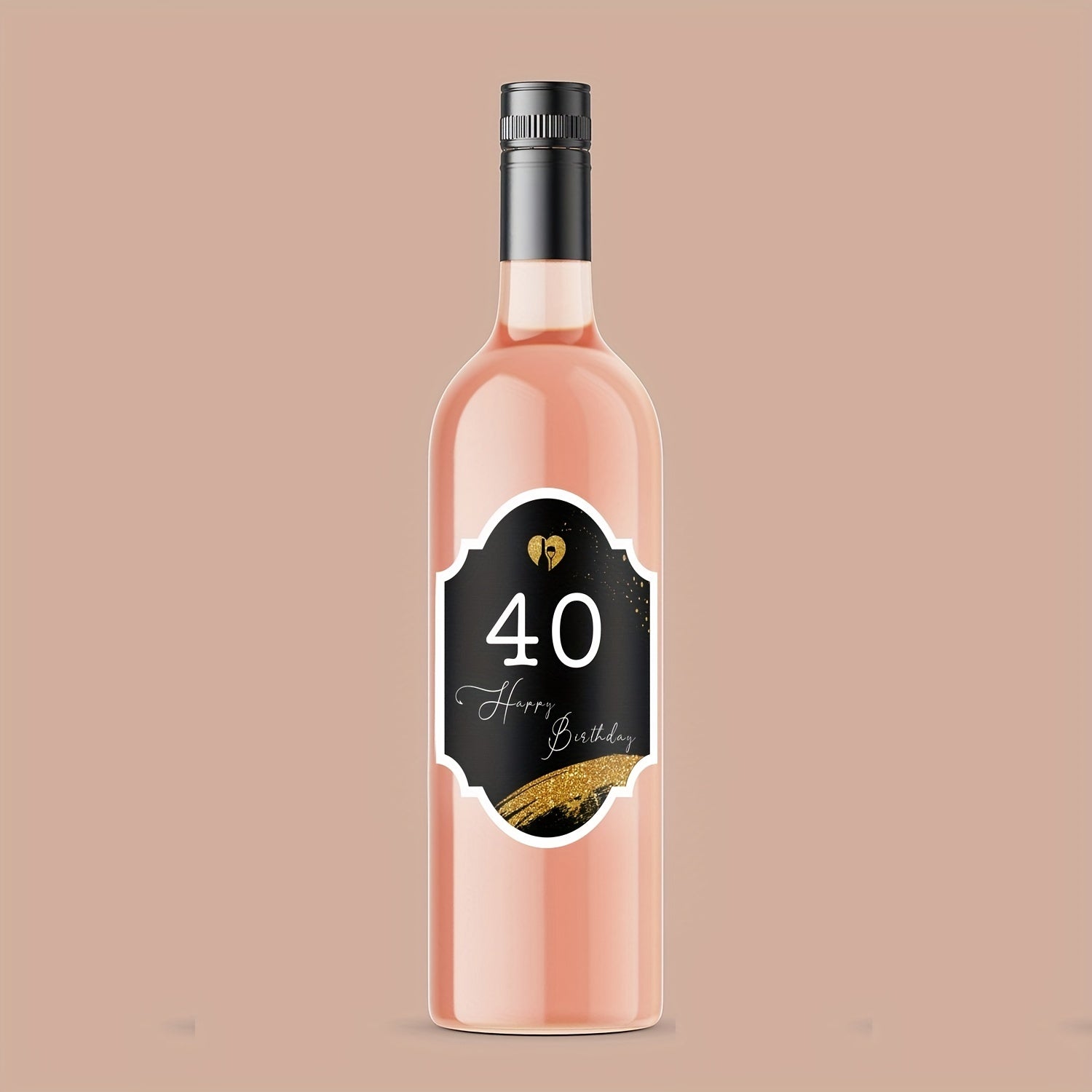 2pcs 40th Happy Birthday Wine Bottle Labels Personalized Self Adhesive