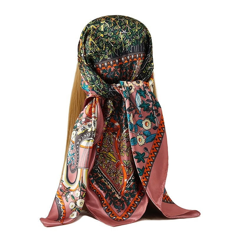 Large Square Silk Head Scarf for Women Lightweight Hair Wrap