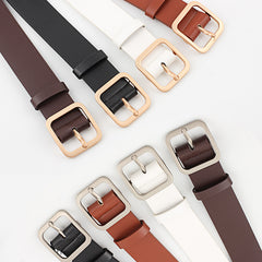Women's PU Leather Square Pin Buckle Belt High Waist Strap