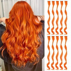 Y2K Long Curly Hair Extensions Party Rainbow Clip In Synthetic Hair