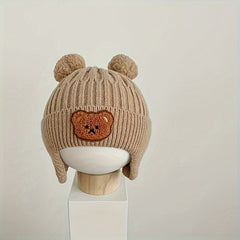 Winter Baby Beanie Cartoon Bear Ear Protection Knitted Hat