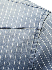 Men's Striped Stretch Denim Shirt Casual Slim Fit Jeans