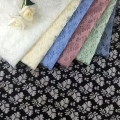 Breathable Tree Leaves Wedding Dress Lace Fabric Embroidery