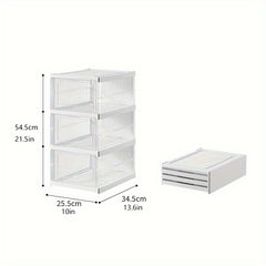 1pc Integrated Plastic Shoes Box Dustproof Folding Shoes Cabinet Shoe Storage