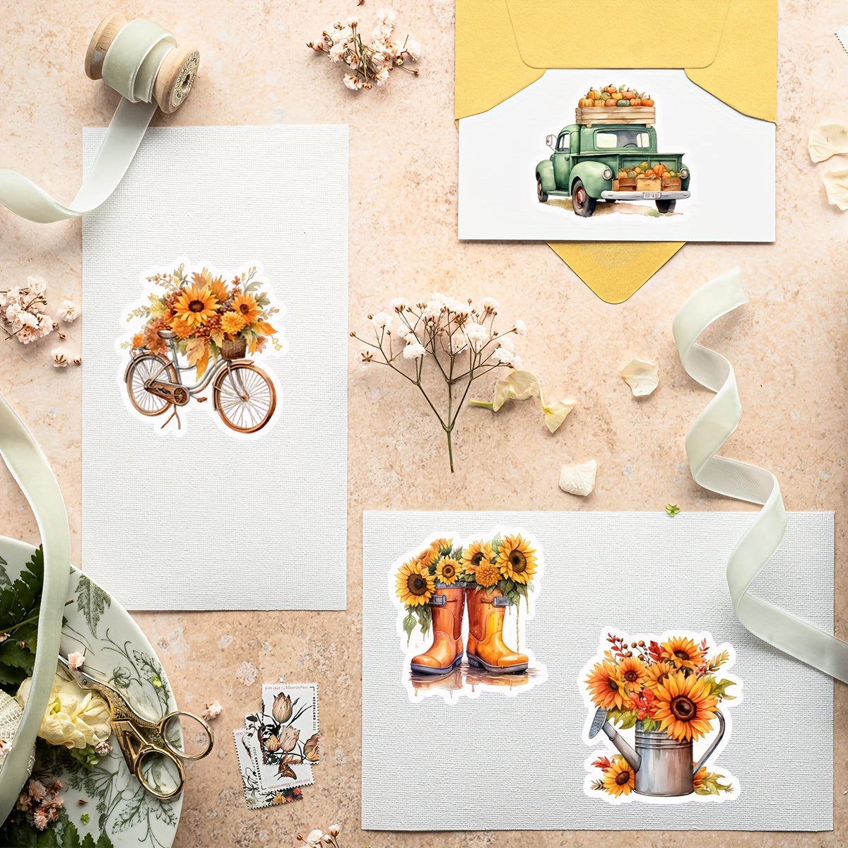 50pcs Thanksgiving Fall Stickers For Holiday DIY Crafts Art Journal