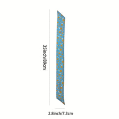 Floral Twill Ribbon Scarf Silk Satin Neckerchief Handle Skinny Scarf