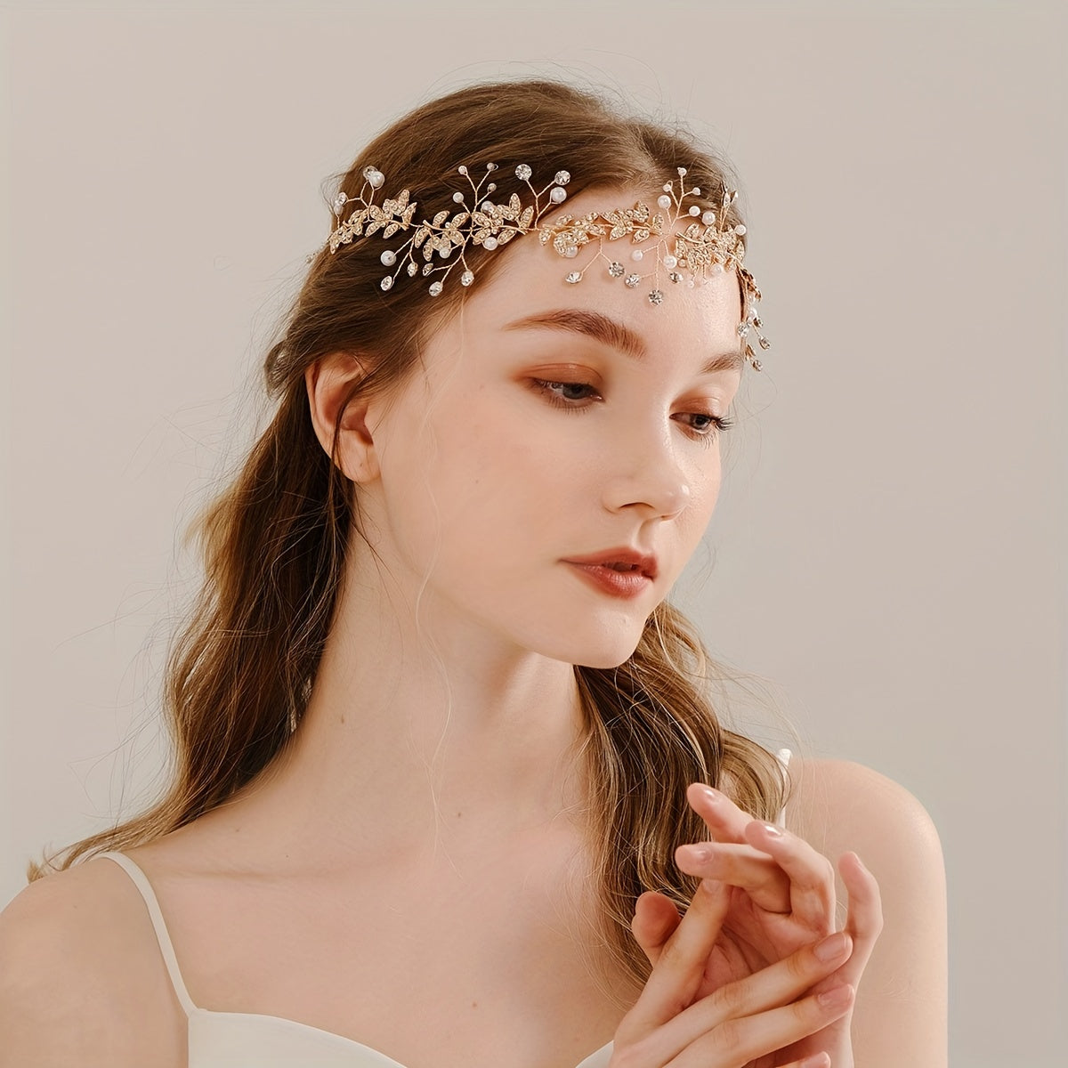 Rhinestone Leaf Hair Band Bridal Wedding Headwear