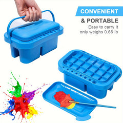 Rectangular Brush Tub with Integrated Palette in Lid 16 Hole Function