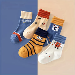 Stylish Robot Letter Striped Socks for All Seasons