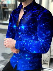 Geometric Print Men's Button Up Long Sleeve Shirt