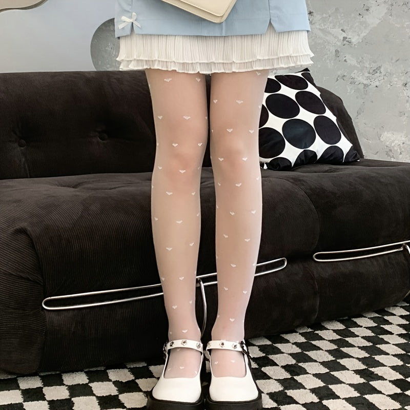 Women's Heart Pattern Tights Sheer Stockings Pantyhose