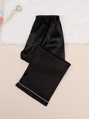 Satin Pajama Set Short Sleeve Shirt & Pants
