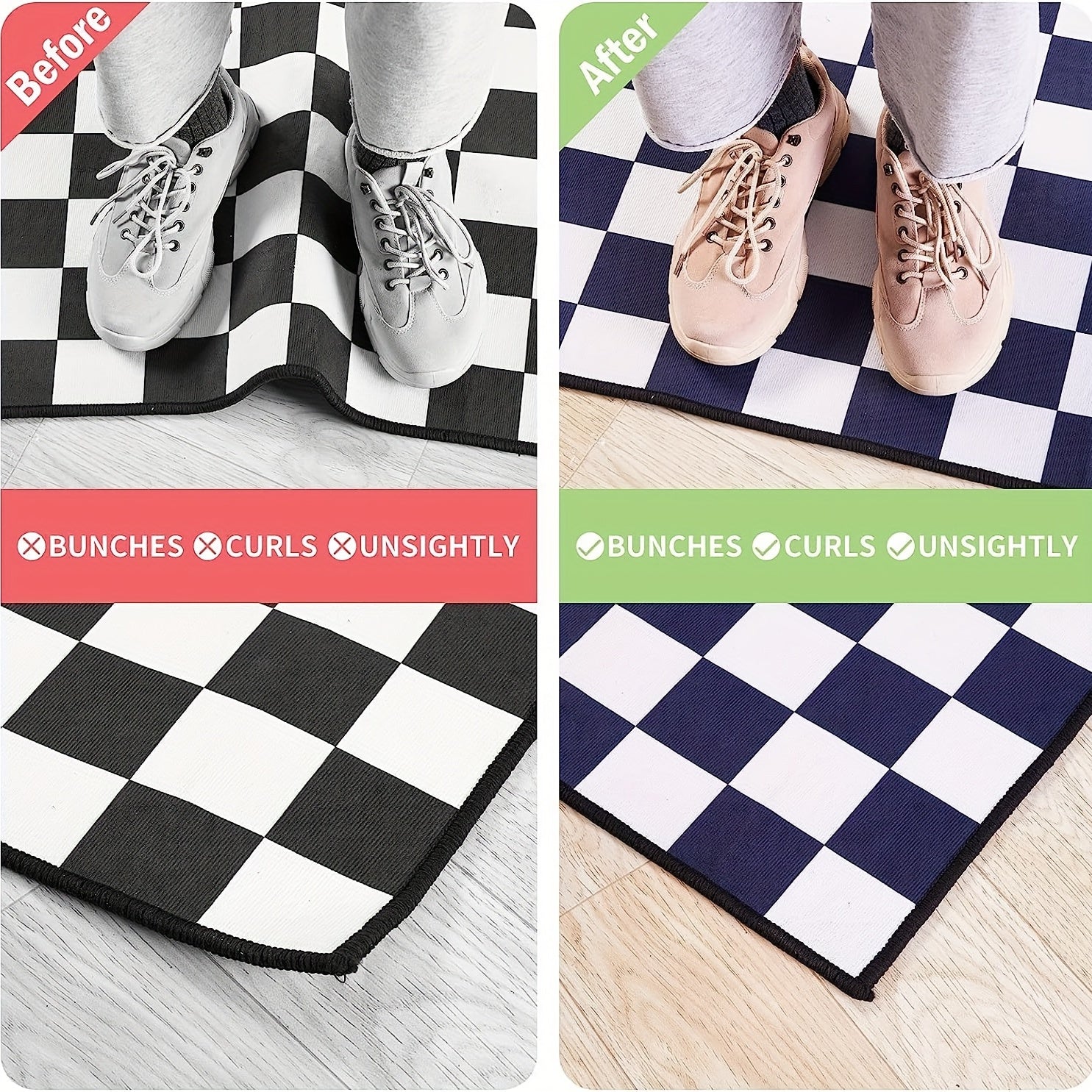 Carpet Corner Grabbers 8pcs Prevent Sliding Renewable Gel Clean Under Carpet