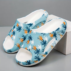 Women's Side Hollow Out Slides Colorful Graffiti Slip On Soft Sole Non slip Slid