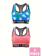 2pcs Letter Print Sports Bras for Women