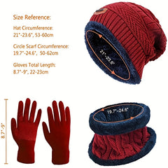 Winter Beanie Hat Scarf Gloves Set Knit Touchscreen 3pcs